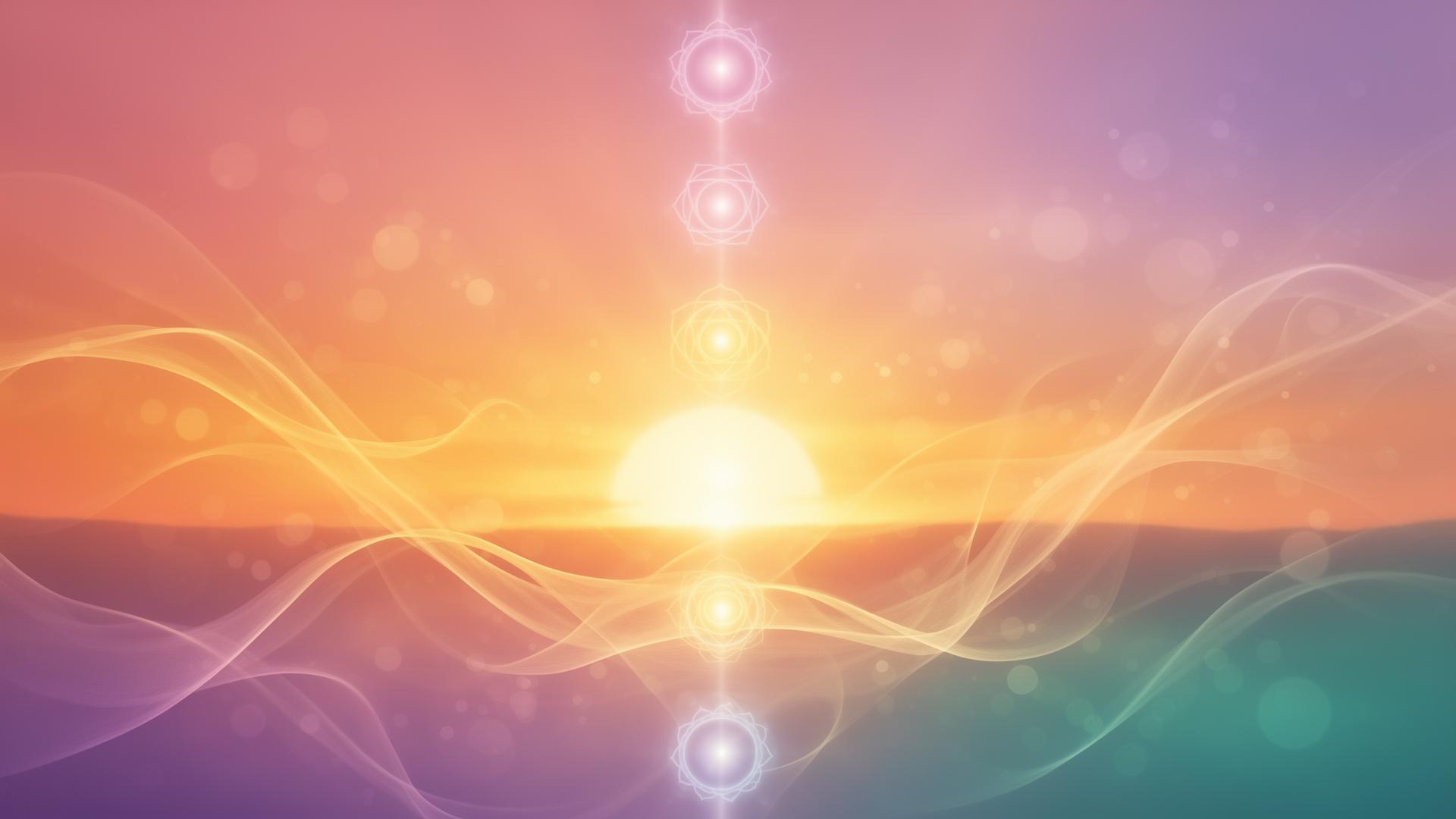 Glowing healing energy and chakras